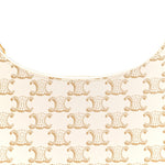 Canvas Calfskin Ava Triomphe Shoulder Bag White