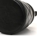 Lambskin Quilted Ruched Handle Vanity Case Black