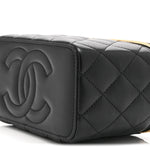 Lambskin Enamel Quilted Small Coco Hearts Vanity Case With Chain Black