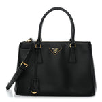 Saffiano Small Galleria Double Zip Tote Black