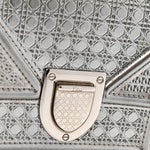 Metallic Patent Micro-Cannage Baby Diorama Flap Bag Silver