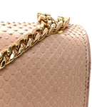 Snakeskin Medium Classic Monogram Kate Tassel Satchel Beige