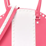 Vitello Colorblock Free Rockstud Top Handle Shoulder Bag Pink Optic White