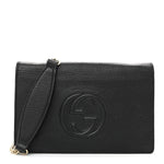 Pebbled Calfskin Soho Wallet On Chain Black