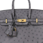Ostrich Birkin 25 Gris Agate