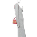 Calfskin Raffia Small Take Away Vanity Case Bag Pink Beige