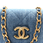 Denim Quilted Flap Mini Crossbody Blue
