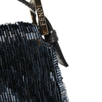 Satin Beaded Baguette Blue Brown