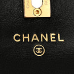 Lambskin Quilted Pearl Crush Clutch With Chain Black