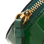 Calfskin Crocodile Embossed Mini C Vanity Bag Woodsy Green