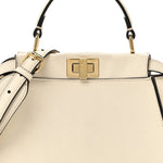 Vitello Seta Suede FF Mini Peekaboo Iconic Satchel  Uovo Sigaro Marrone