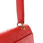 Caviar Stitched Flap Shoulder Bag Red