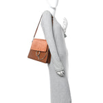 Suede Calfskin Medium Faye Shoulder Bag Tobacco