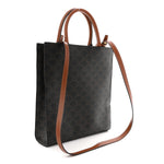 Triomphe Canvas Calfskin Small Vertical Cabas Tan