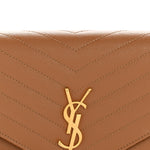 Grain De Poudre Matelasse Chevron Monogram Envelope Clutch Natural Dark