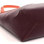 Shiny Calfskin Medium Puzzle Fold Tote Burgundy Orange