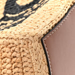 Raffia Calfskin Triomphe Cube Tote Natural Black