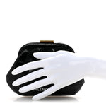 Shiny Supple Calfskin Logo Crocodile Embossed Cloud Coin Purse Black White