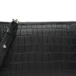 Crocodile Embossed Calfskin Medium Gabrielle Cocodile Hobo Black