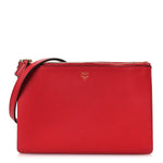 Grained Calfskin Milla Double Crossbody Bag Ruby Red