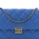 Lambskin Quilted Clutch with Chain Blue