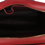 Canvas Crocodile Embossed Bi-Color Mini Luggage Beige Red