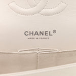 Crumpled Calfskin Quilted Medium Double Flap White