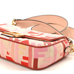 Canvas Vitello King FF Embroidered Baguette Rosa Quarzo Bloody Mary Multicolor