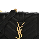 Grain De Poudre Textured Mixed Matelasse Triquilt Small Monogram Satchel Black