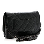 Crumpled Calfskin Quilted Wallet On Chain WOC So Black