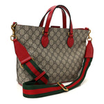 Soft GG Supreme Monogram Web Bosco Patch Small Crossbody Tote Beige Malva Hibiscus Red