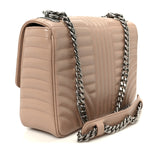 Soft Calfskin Impunture Diagramme Medium Chain Flap Shoulder Bag Cipria