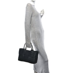 Grained Calfskin Intrecciato Small Arco Tote Black