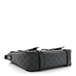 GG Supreme Monogram Textured Dollar Calfskin Retro Interlocking G Flap Messenger Bag Black