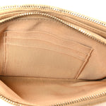 Metallic Caviar Quilted Small Clutch With Chain Gold