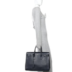 Calfskin Large Sac de Jour Carryall Navy Blue