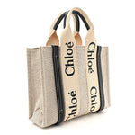 Cotton Calfskin Small Woody Ribbon Tote White Blue