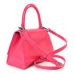 Shiny Box Calfskin Small Hourglass Top Handle Bag Acid Fuchsia