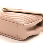 Sheepskin Matelasse Chevron Monogram Medium College Bag Rose Poudre