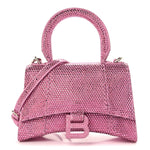Strass Suede Hourglass Top Handle Bag XS Pink