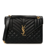 Grain De Poudre Textured Mixed Matelasse Triquilt Medium Monogram Satchel Black