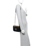 Velvet Matelasse Mini GG Marmont Shoulder Bag Black
