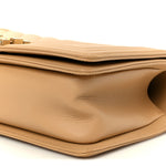 Lambskin Chevron Quilted Medium Boy Flap Beige