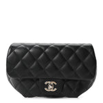 Calfskin Quilted CC Uniform Flap Belt Bag Black