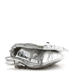 Metallic Crinkled Nappa Pillow Quilted Tiny Softie Bag Silver