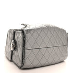 Metallic Caviar Quilted Small Chanel 25 Handbag Silver