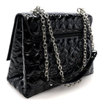 Vernis Flower Quilted Twist Shoulder Bag GM Black