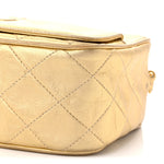 Metallic Lambskin Quilted Camera Case Gold