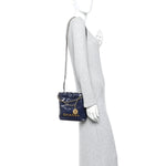 Shiny Calfskin Quilted Mini Chanel 22 Navy Blue