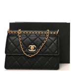 Caviar Quilted Chain Frame Flap Black